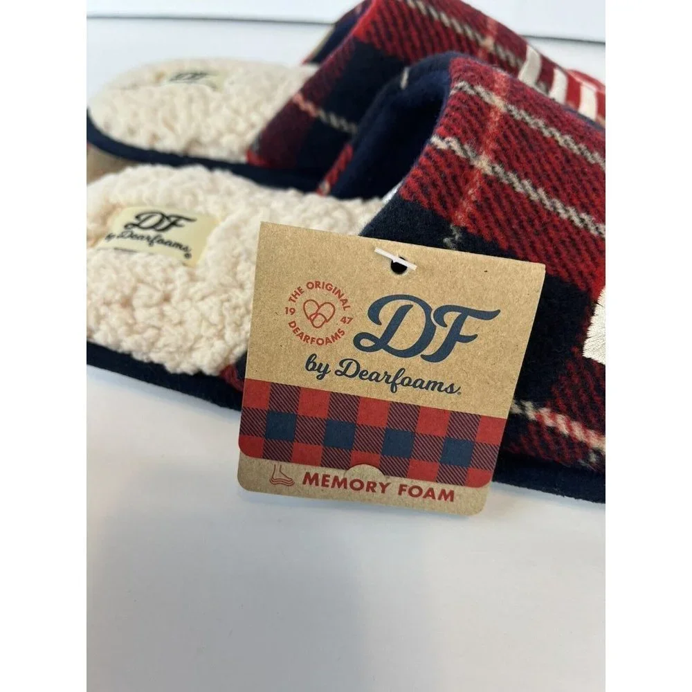 Papa Bear men's‎ plaid slippers small 7/8 Dearfoams